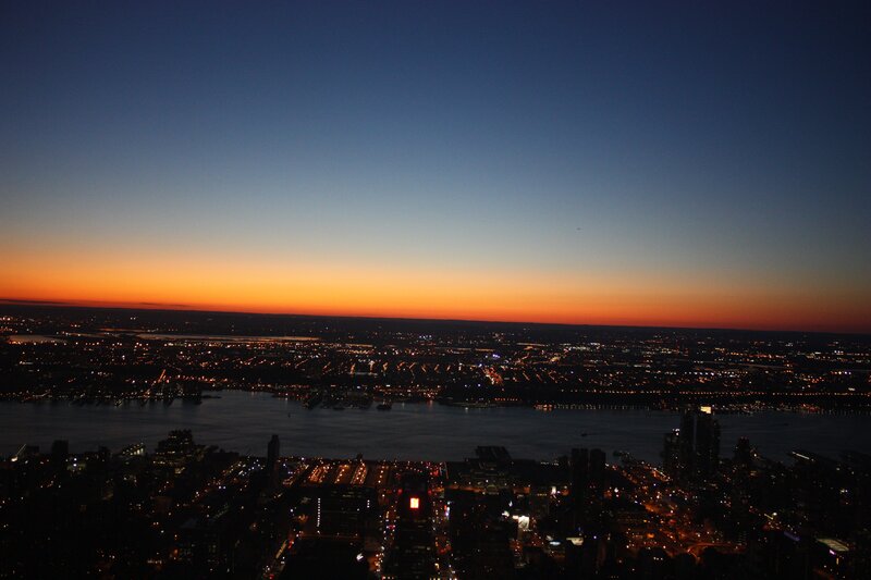 city skyline at dusk