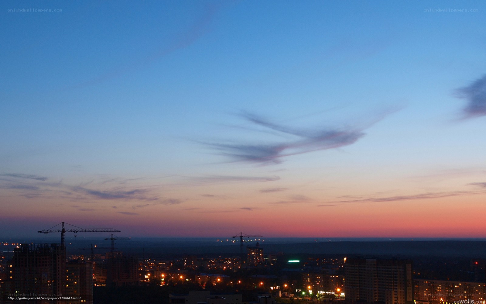 City skyline at dusk