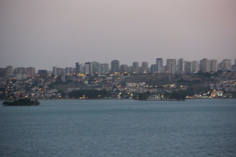 city skyline at dusk