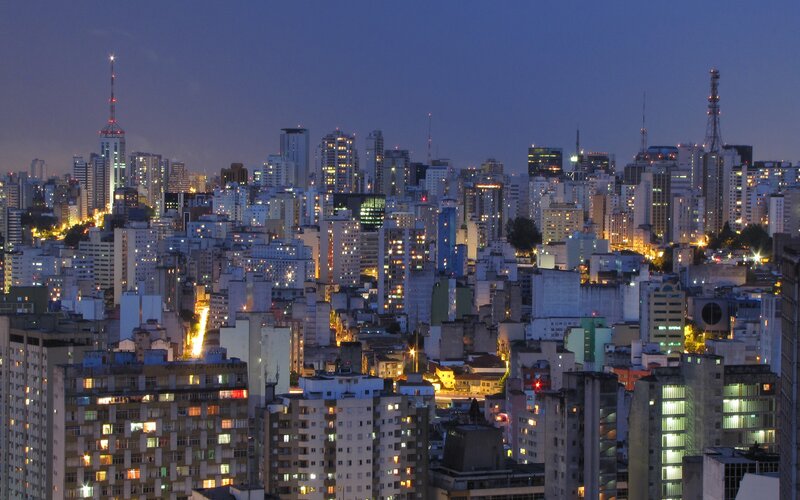 city skyline at dusk