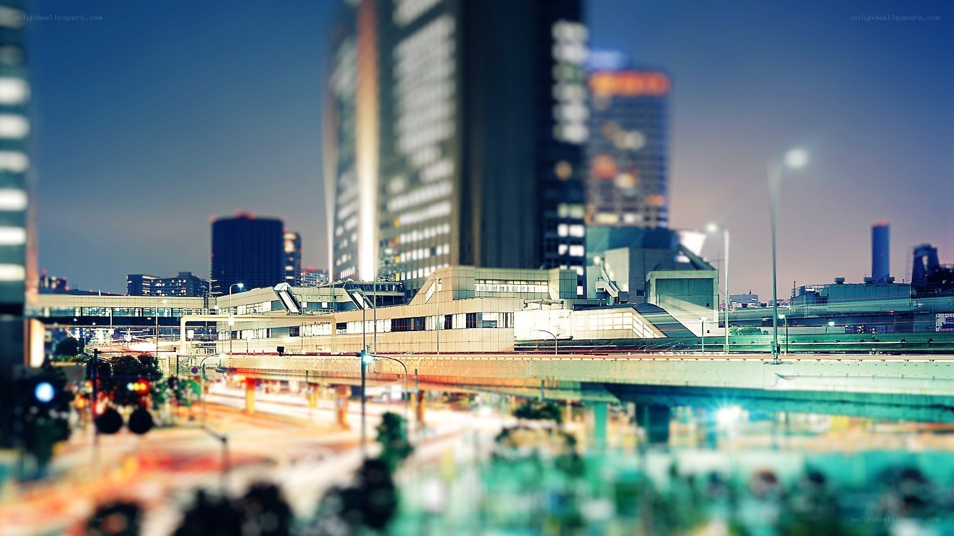 city skyline at dusk