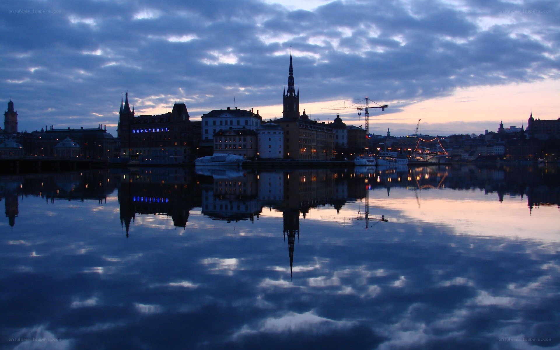 city skyline at dusk
