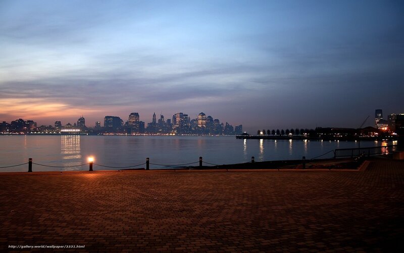city skyline at dusk