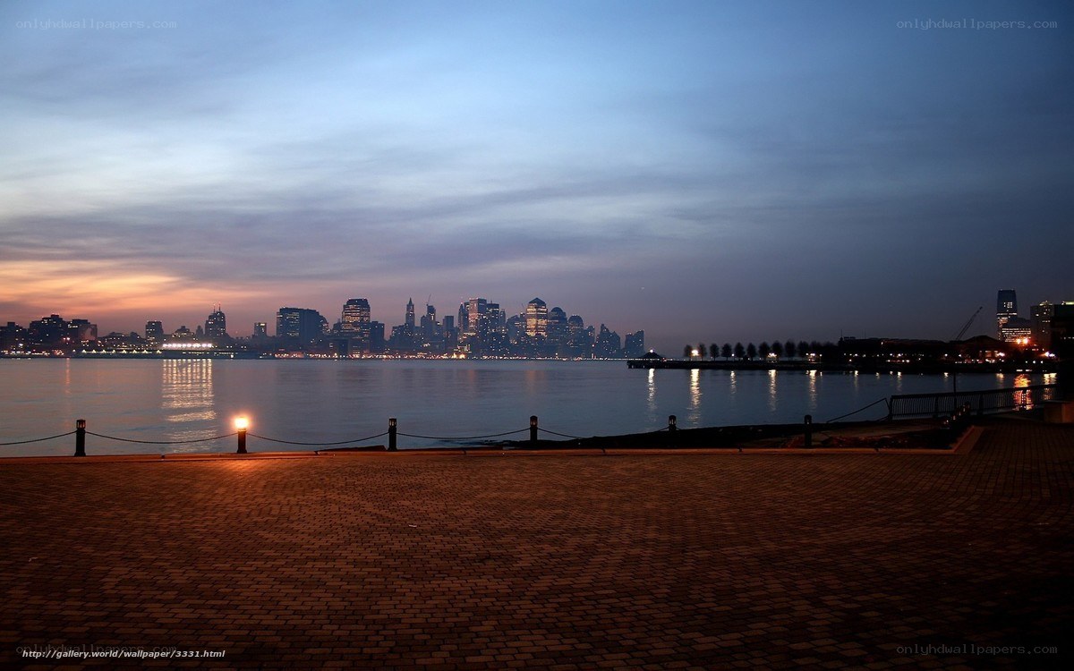 city skyline at dusk