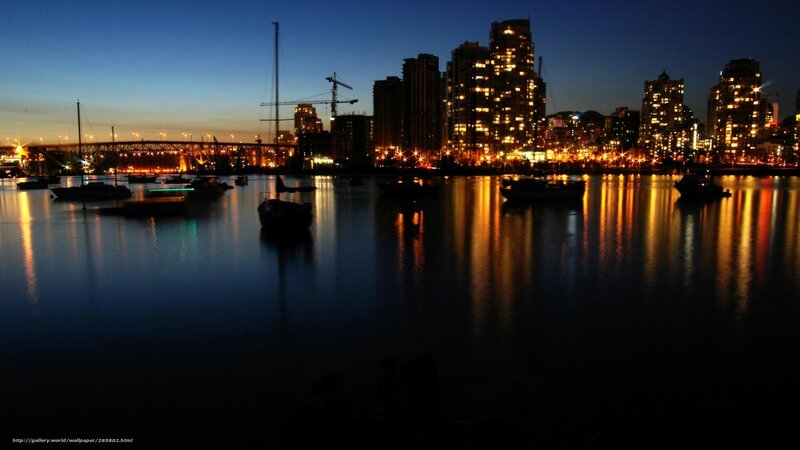 City skyline at dusk