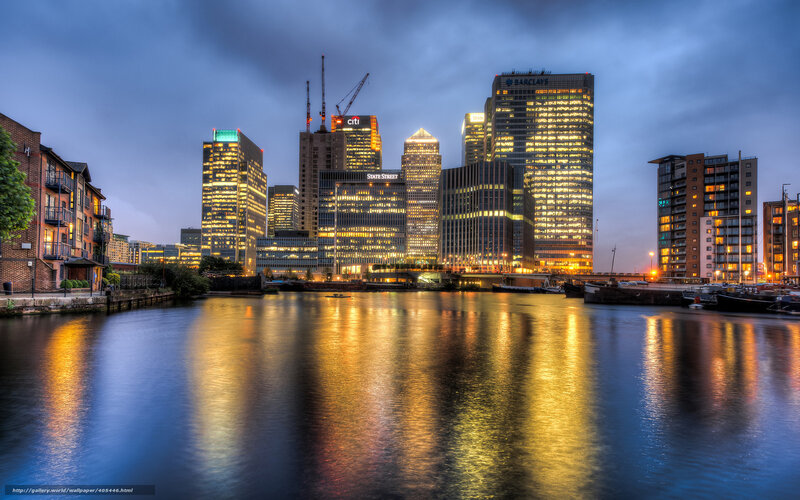City skyline at dusk