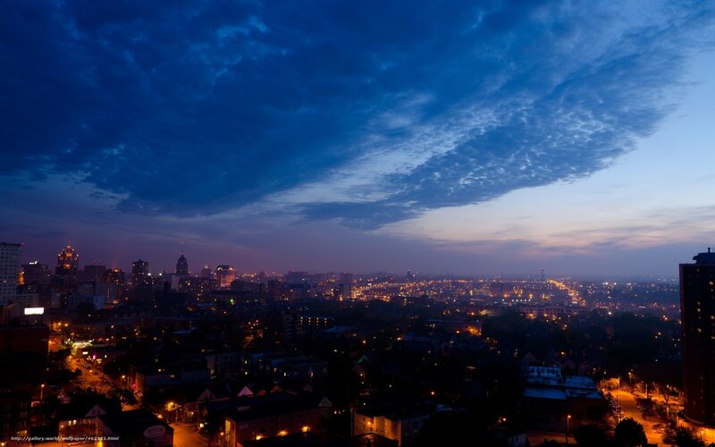 city skyline at dusk