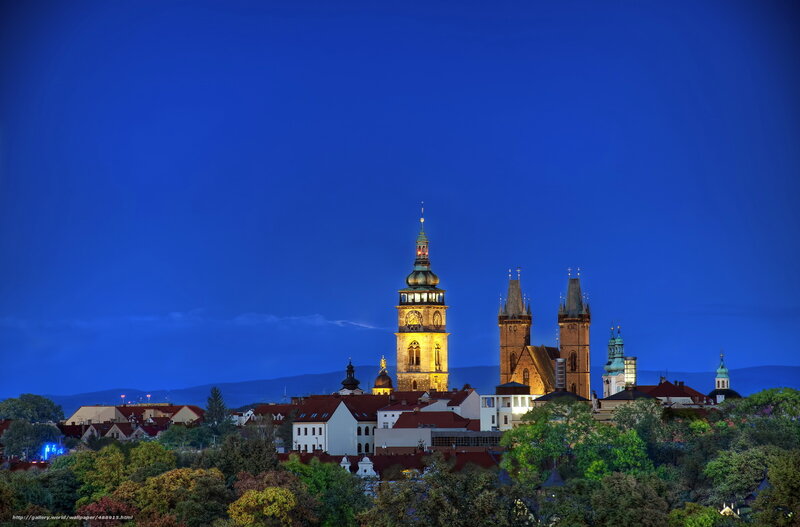 city skyline at dusk