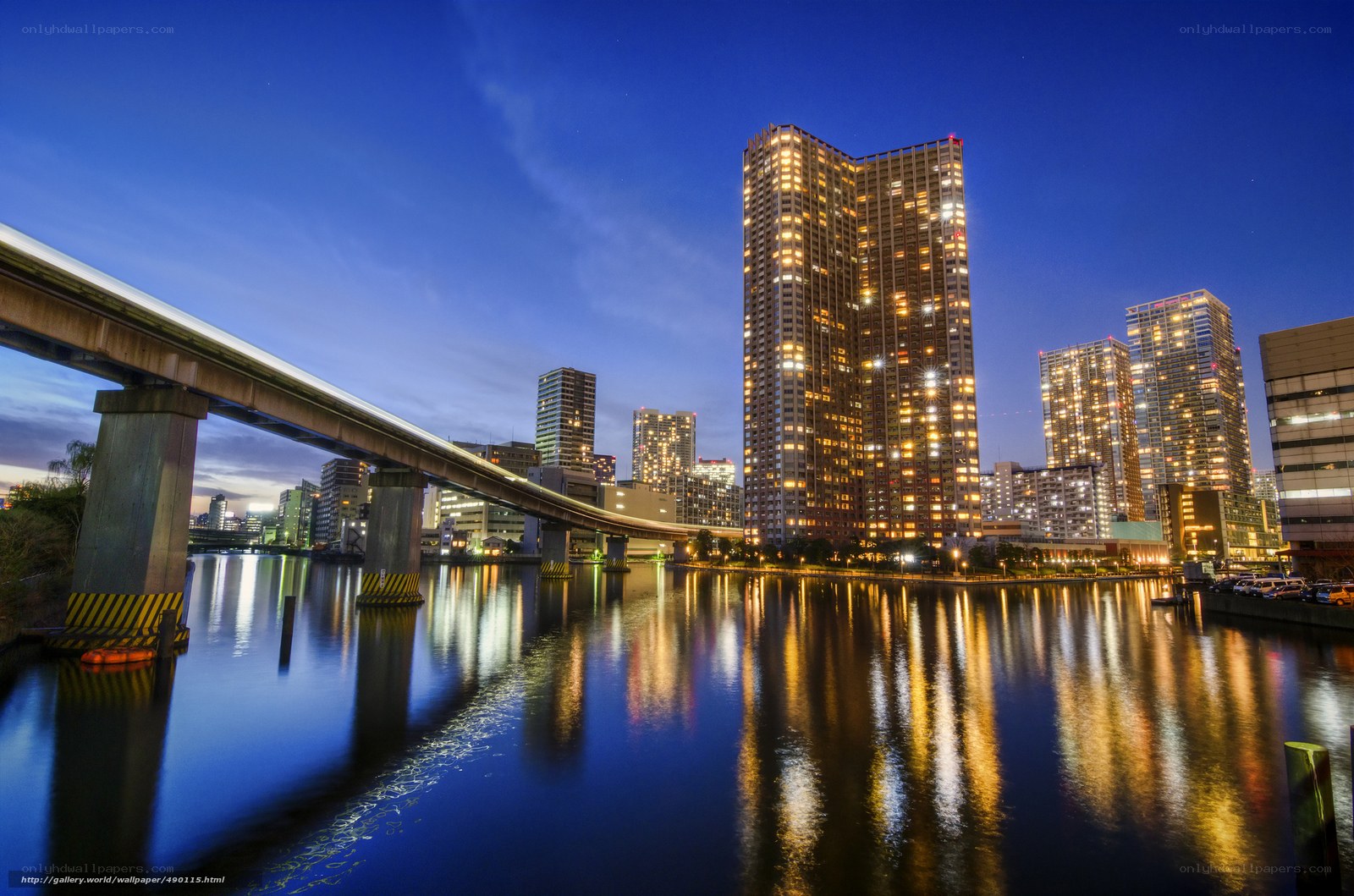 City skyline at dusk