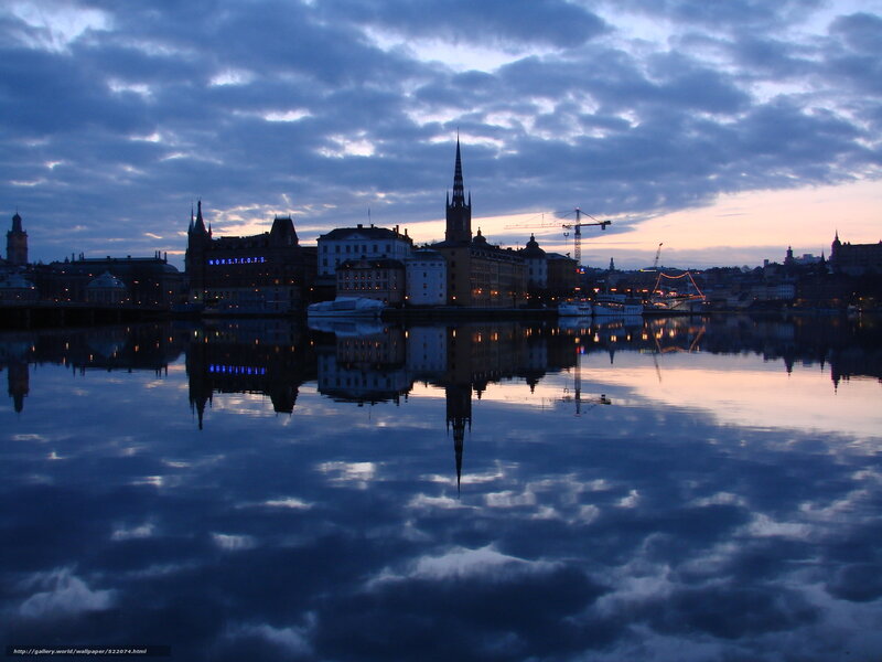City skyline at dusk