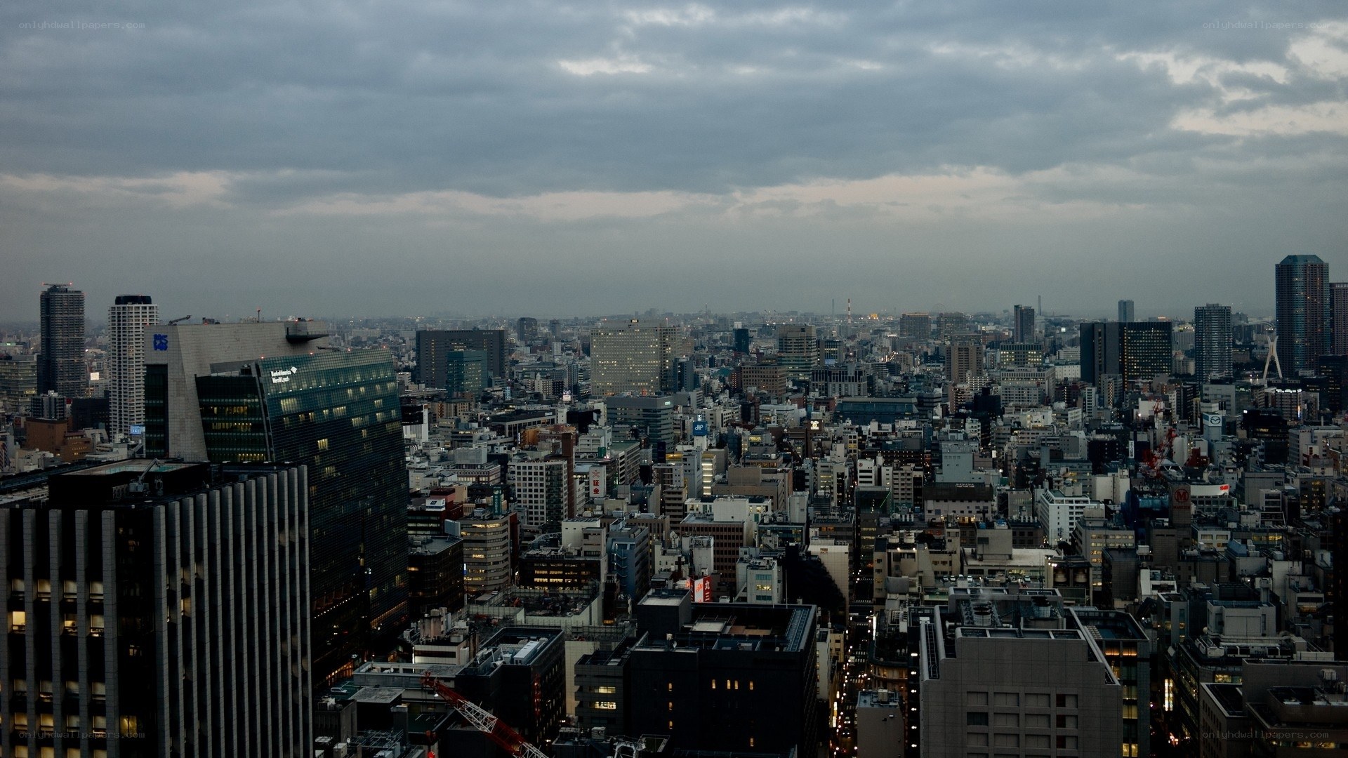 City skyline at dusk