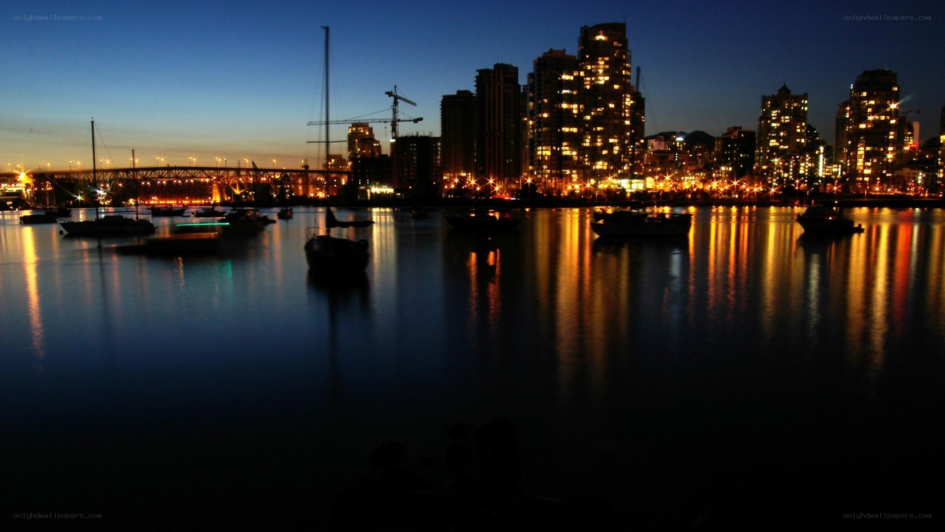 city skyline at dusk