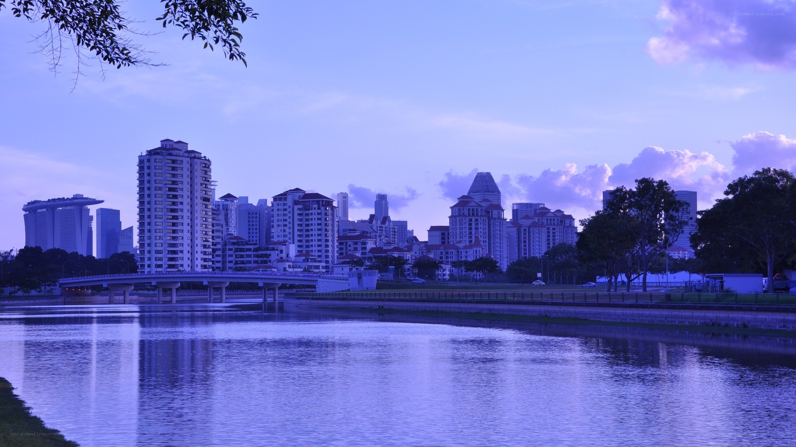 city skyline at dusk