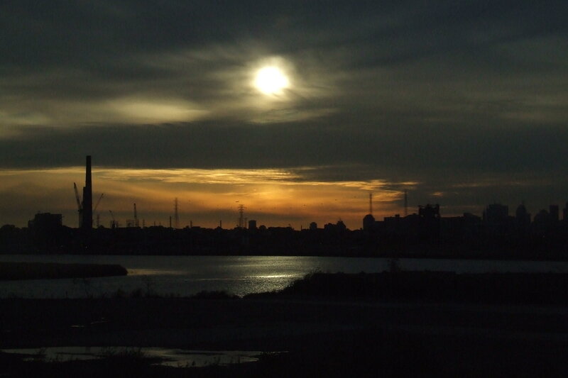 City Skyline at Dusk — Black, Dramatic