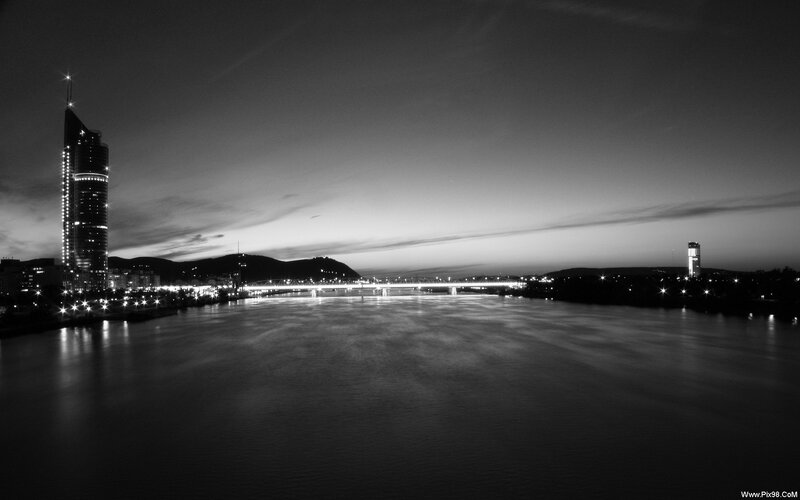 City Skyline at Dusk — Black, Serene