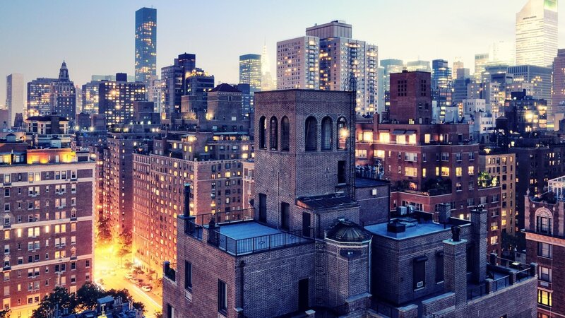 City Skyline at Dusk — Blue, Calm, Night, Photograph, Buildings