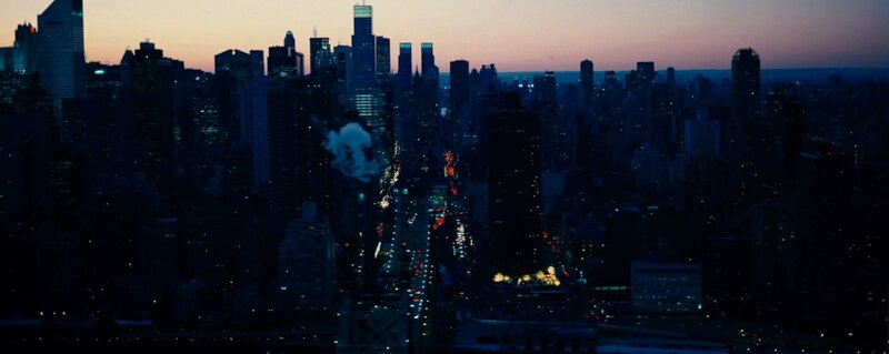City Skyline at Dusk — Blue, Dramatic, Sunset, Photograph, Skyscrapers, Lights