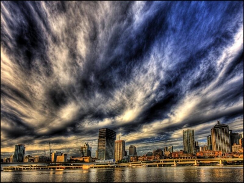City Skyline at Dusk — Blue, Dramatic, Sunset
