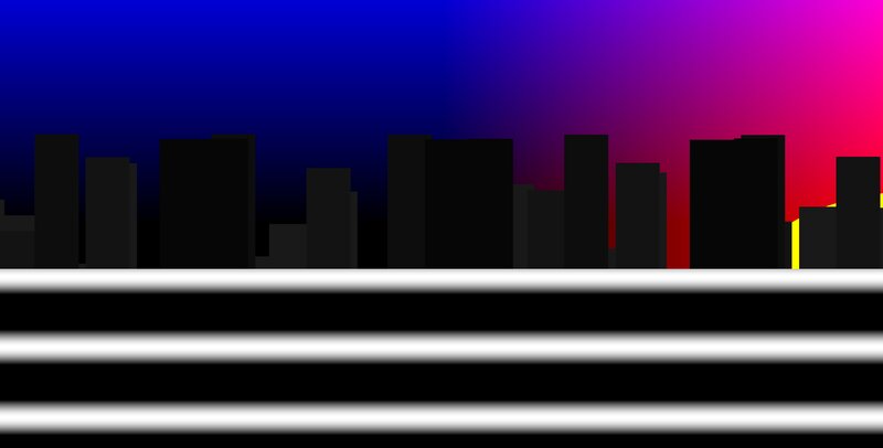 City Skyline at Dusk — Blue, Dramatic, Sunset, Vector Art