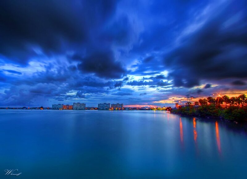 City Skyline at Dusk — Blue, Dramatic