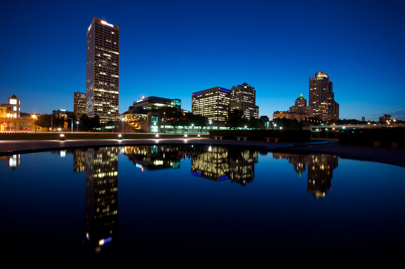 City Skyline at Dusk — Blue, Serene