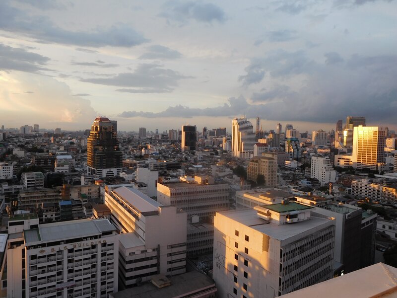 City Skyline at Dusk — Gray, Dramatic