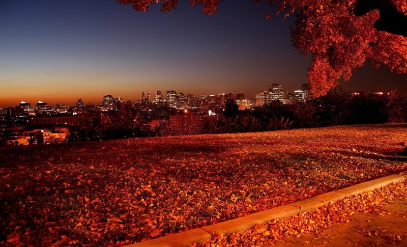 City Skyline at Dusk — Orange, Calm