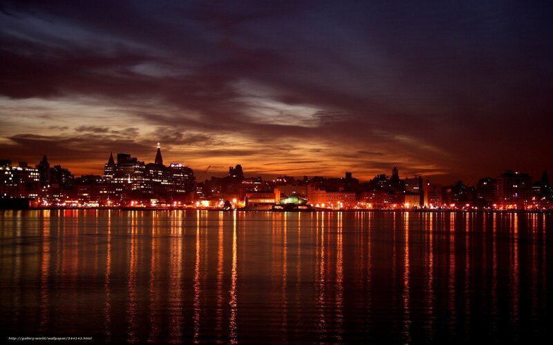 City Skyline at Dusk — Orange, Dramatic, Night, Photograph