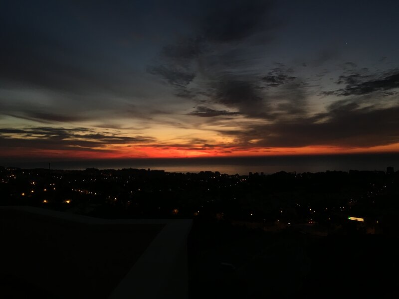 City Skyline at Dusk — Orange, Dramatic, Sunset, Photograph, Sky