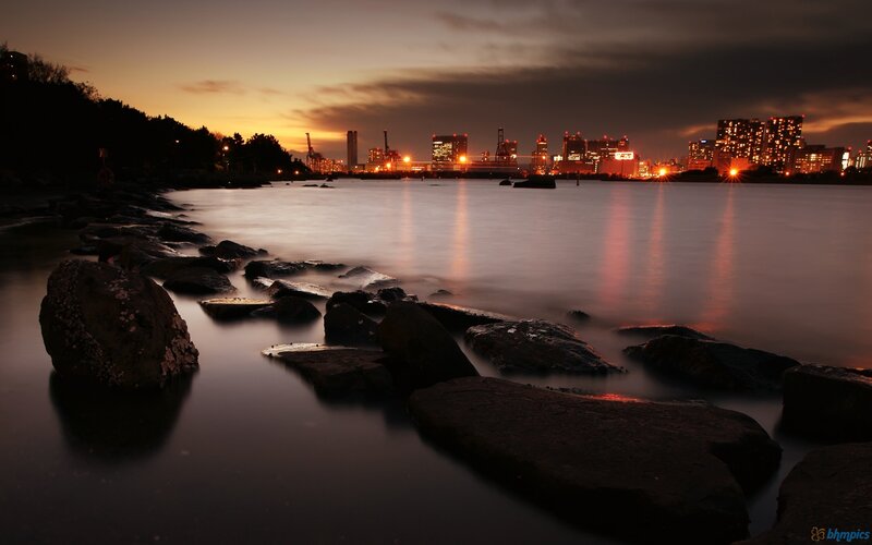 City Skyline at Dusk — Orange, Serene, Sunset