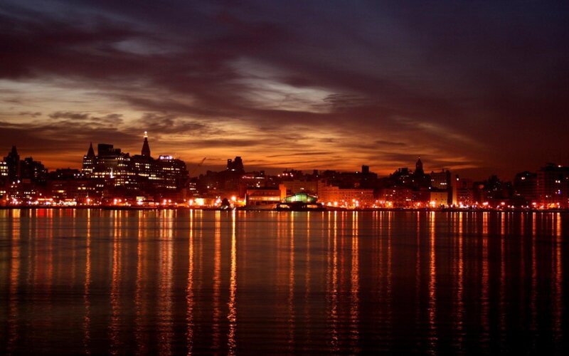 City Skyline at Dusk — Orange, Sunset