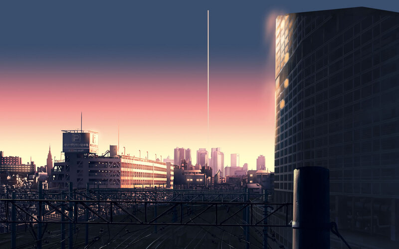 City Skyline at Dusk — Pink, Serene, Sunset, Digital Art, Buildings