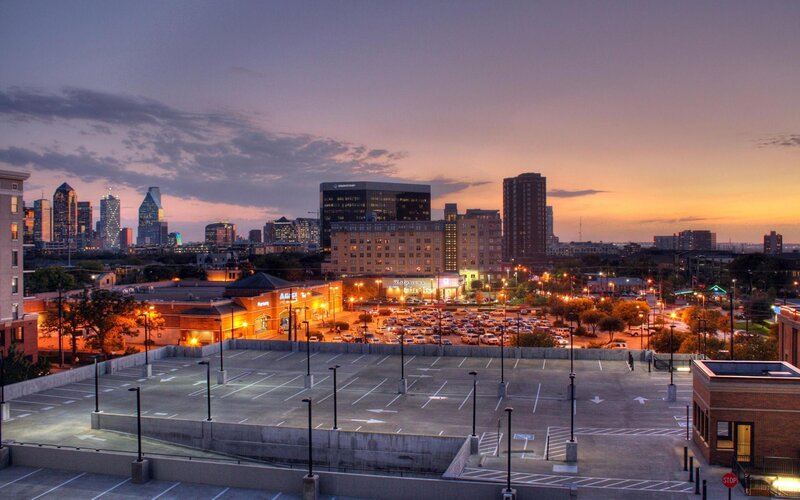 City Skyline at Dusk — Purple, Calm, Sunset, Photograph