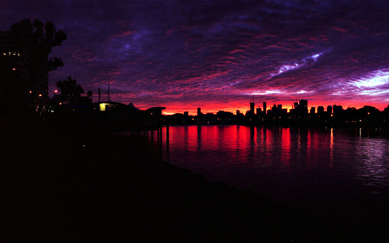 City Skyline at Dusk — Purple, Dramatic