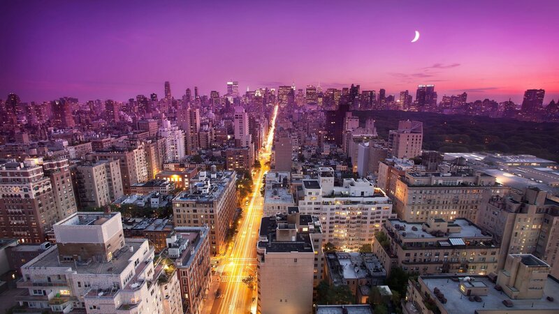 City Skyline at Dusk — Purple, Serene