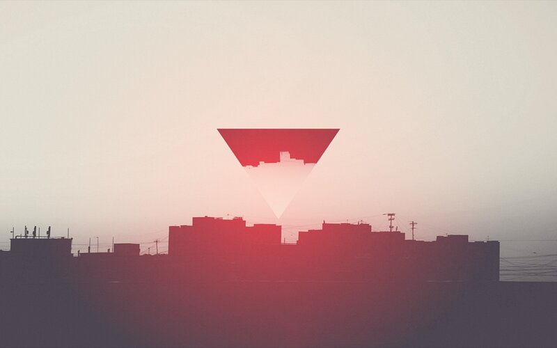 City Skyline at Dusk — Red, Dramatic, Sunset