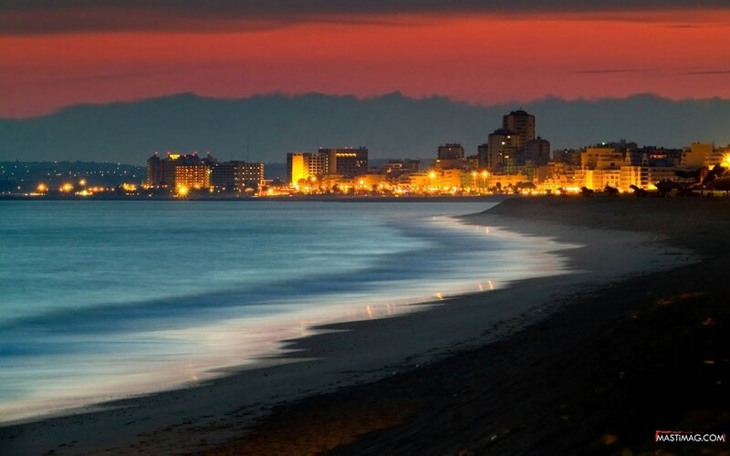 City Skyline at Dusk — Red