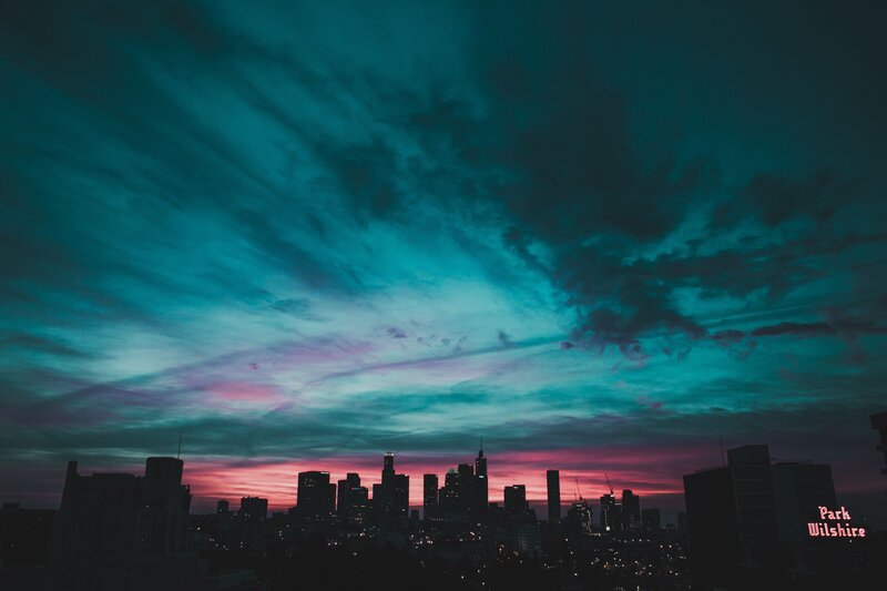 City Skyline at Dusk — Teal