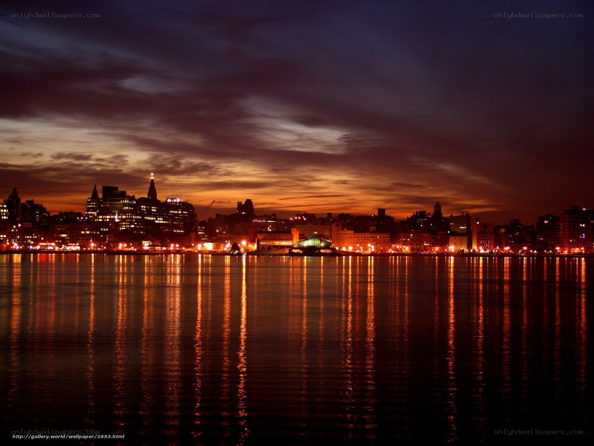 city skyline at dusk