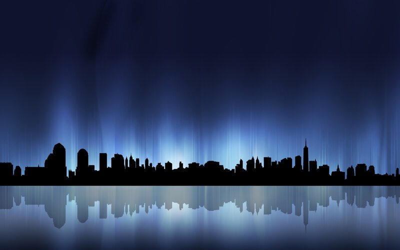 city skyline at night