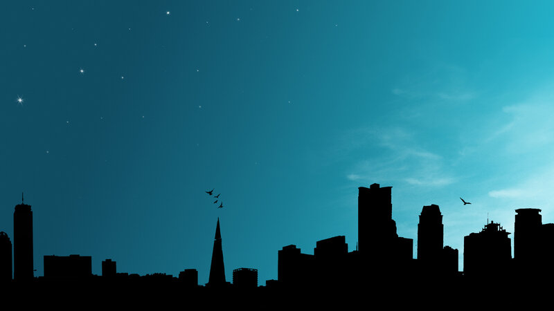 city skyline at night