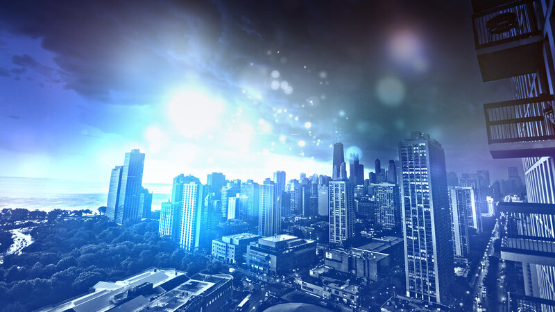 City skyline at night