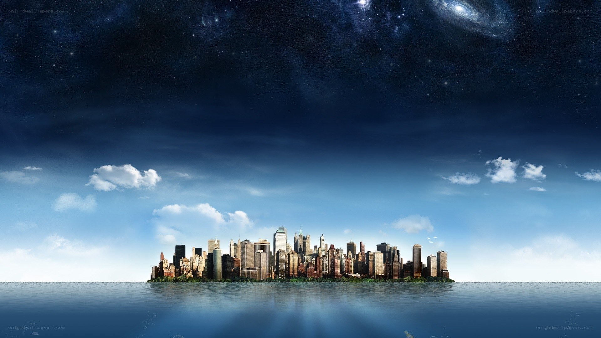 city skyline at night