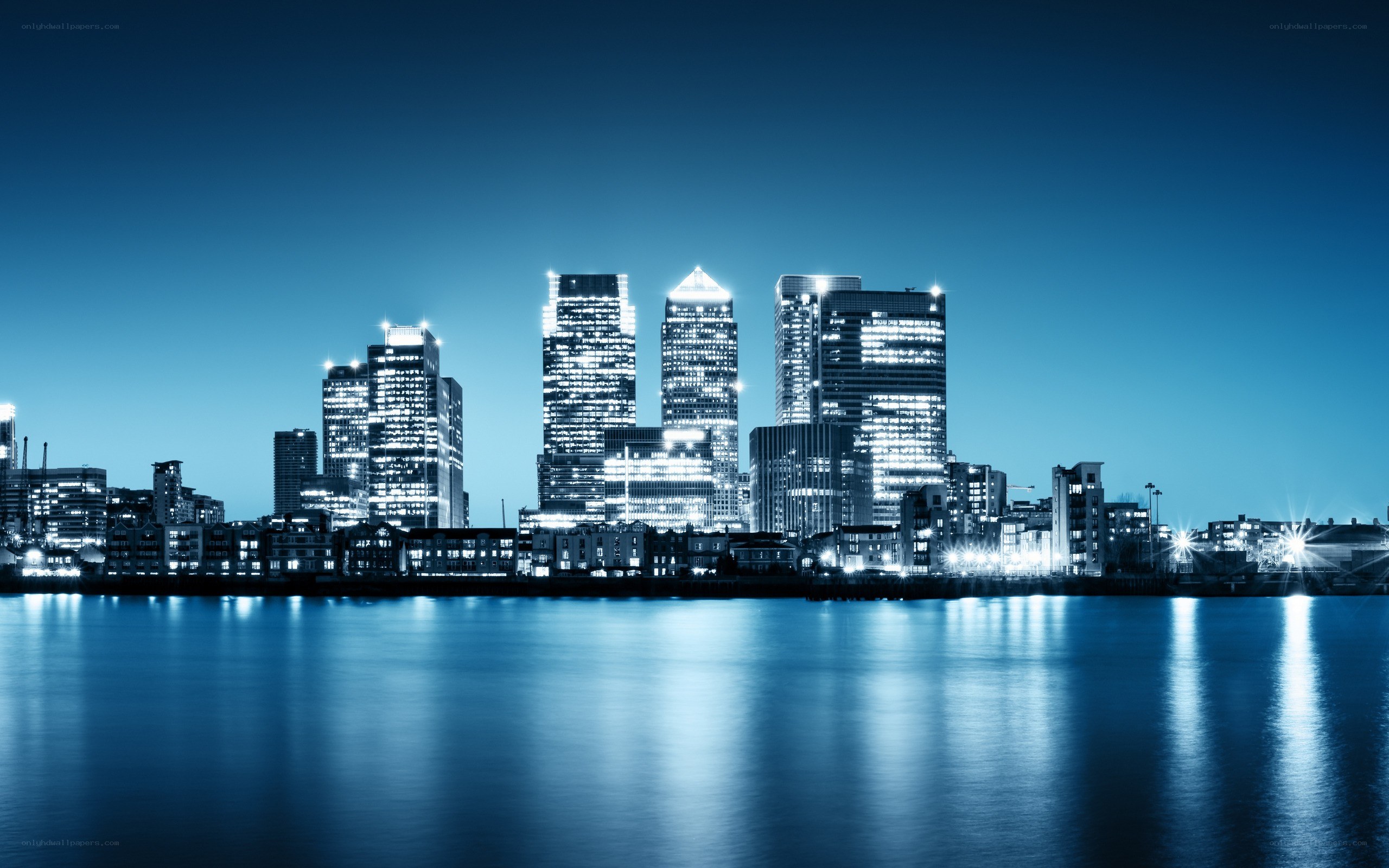 city skyline at night