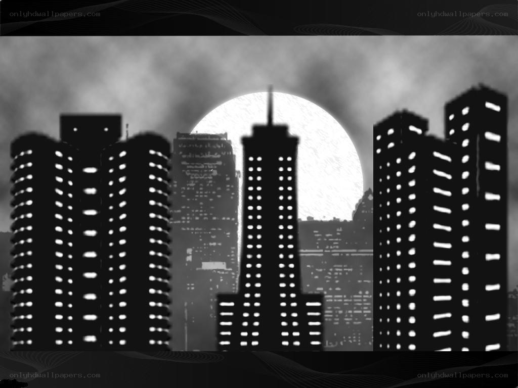 city skyline at night