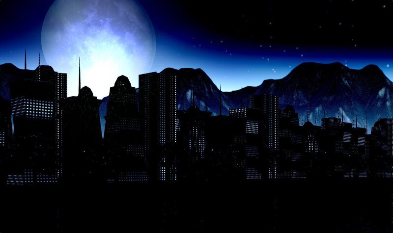 city skyline at night