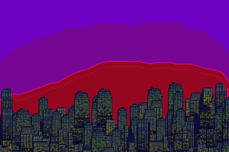 city skyline at night