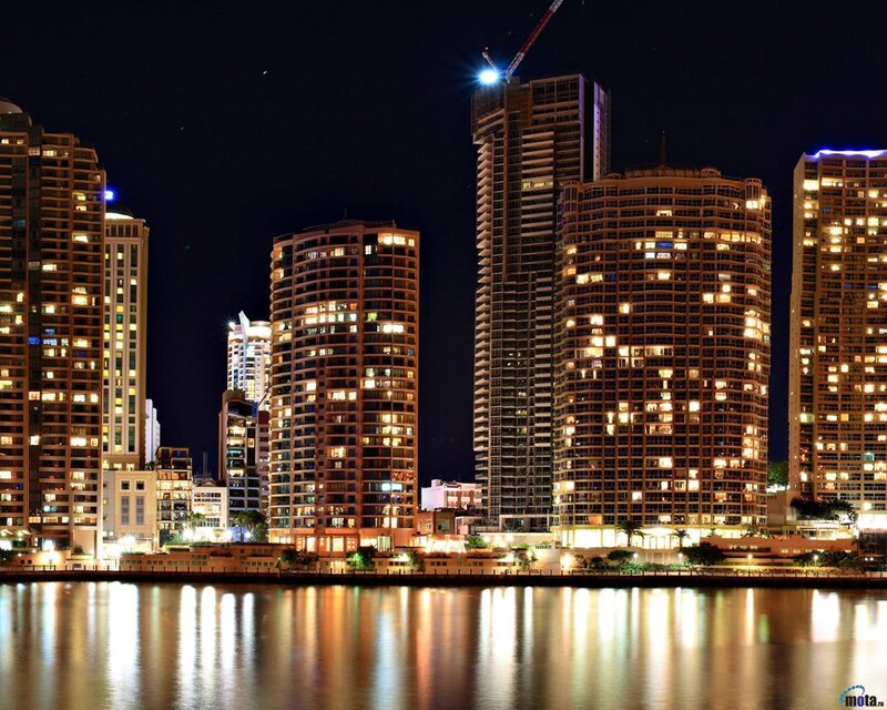 City Skyline at Night — Black, Calm