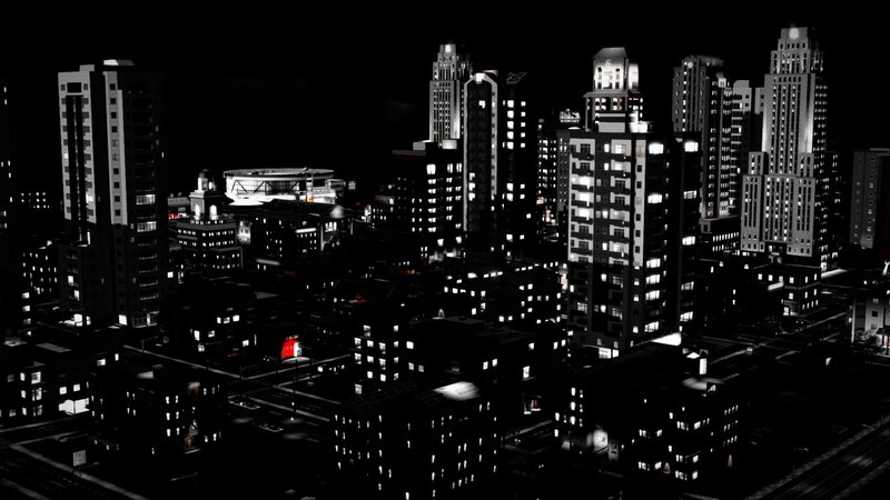 City Skyline at Night — Black, Dark, 3d Render, Buildings