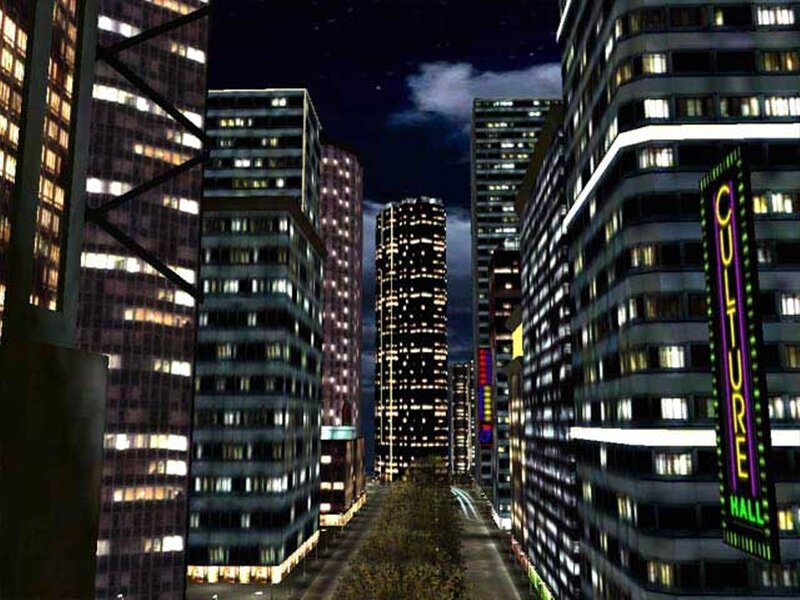 City Skyline at Night — Black, Dark, 3d Render